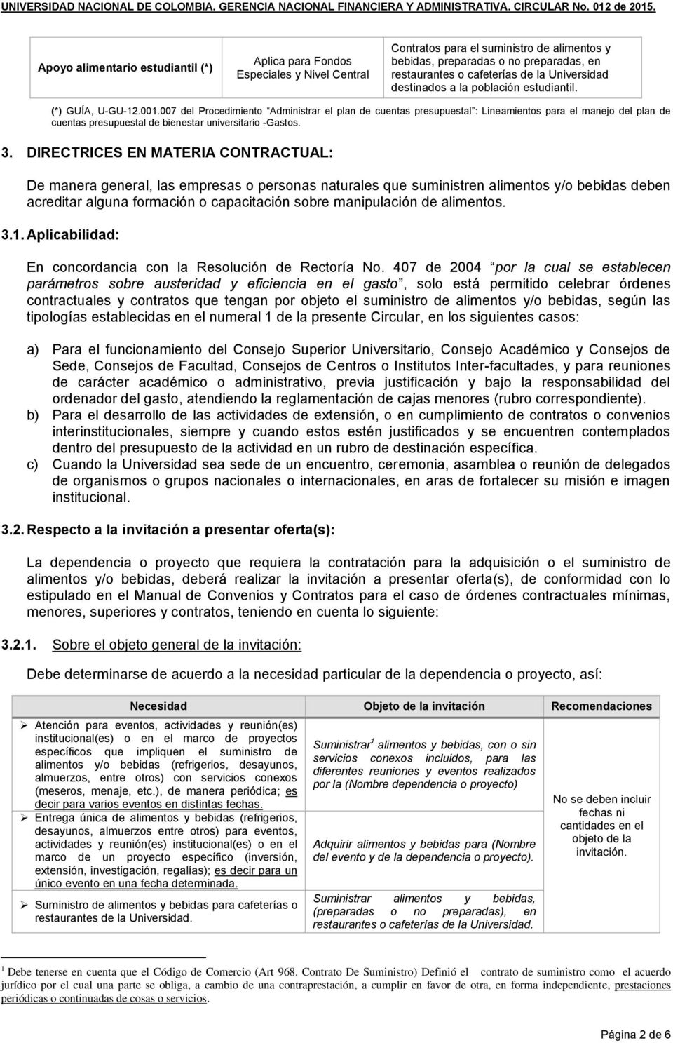 007 del Procedimiento Administrar el plan de cuentas presupuestal : Lineamientos para el manejo del plan de cuentas presupuestal de bienestar universitario -Gastos. 3.