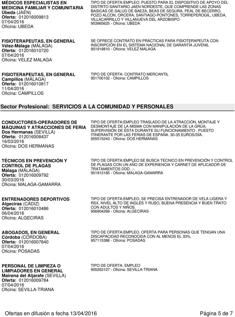 FISIOTERAPEUTAS, EN GENERAL Vélez-Málaga (MÁLAGA) Oferta: 012016010720 Oficina: VELEZ MALAGA SE OFRECE CONTRATO EN PRÁCTICAS PARA FISIOTERAPEUTA CON INSCRIPCIÓN EN EL SISTEMA NACIONAL DE GARANTÍA