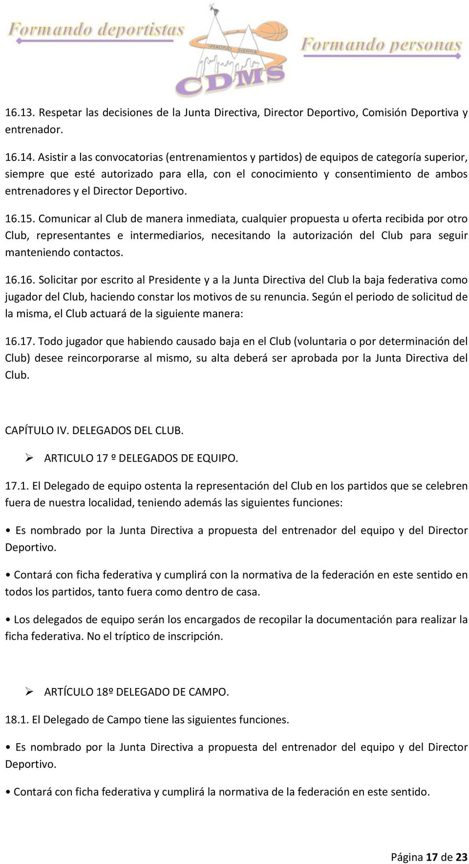 Director Deportivo. 16.15.