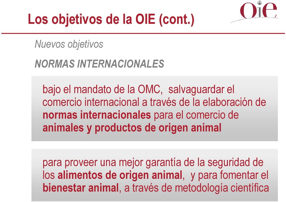 internacional a través de la elaboración de normas internacionales para el comercio de animales y