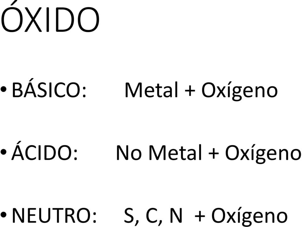 Metal + Oxígeno