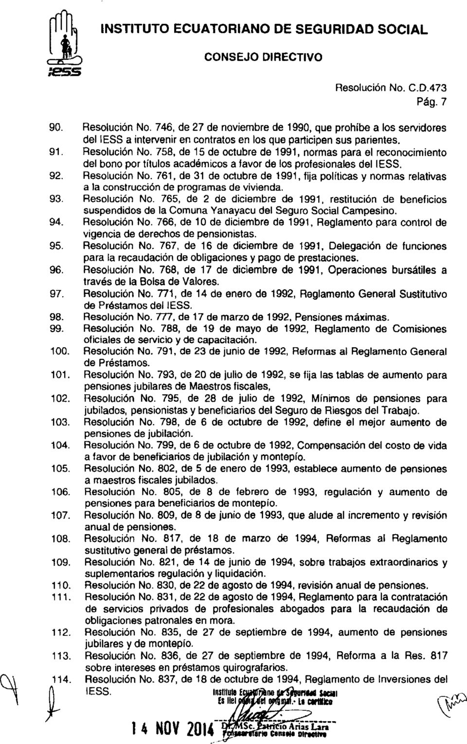 758, de 15 de octubre de 1991, normas para el reconocimiento del bono por titulos académicos a favor de los profesionales del I ESS. Resolución No.
