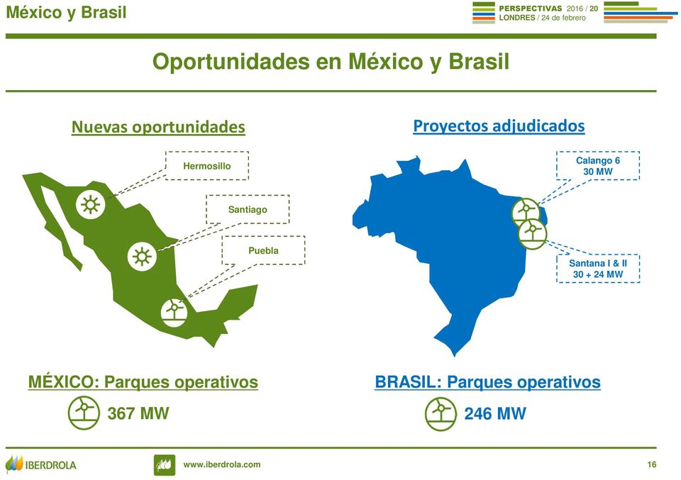 30 MW Santiago Puebla Santana I & II 30 + 24 MW MÉXICO:
