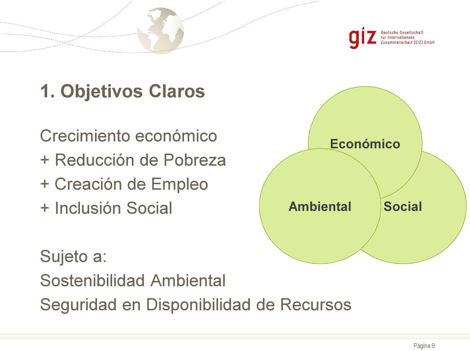 Ambiental Económico Social Sujeto a: Sostenibilidad
