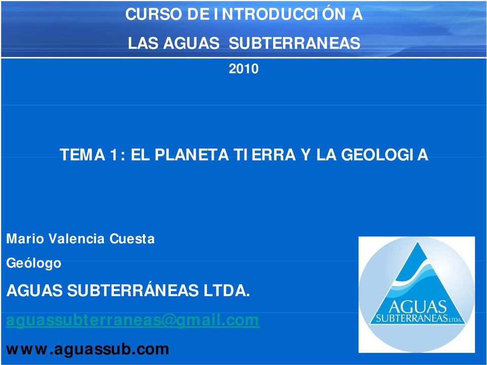 Mario Valencia Cuesta Geólogo AGUAS