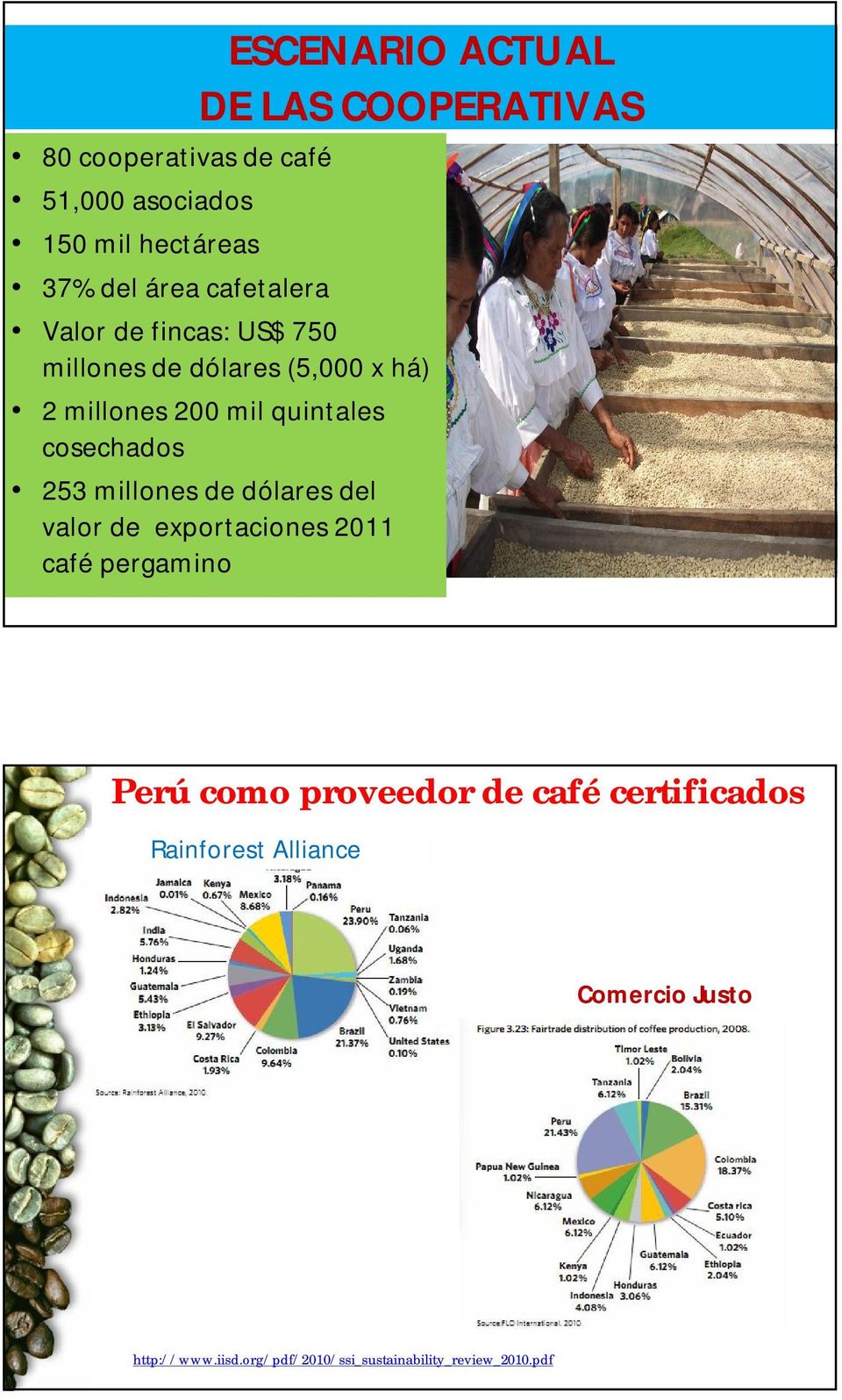 cosechados 253 millones de dólares del valor de exportaciones 2011 café pergamino Perú como proveedor de