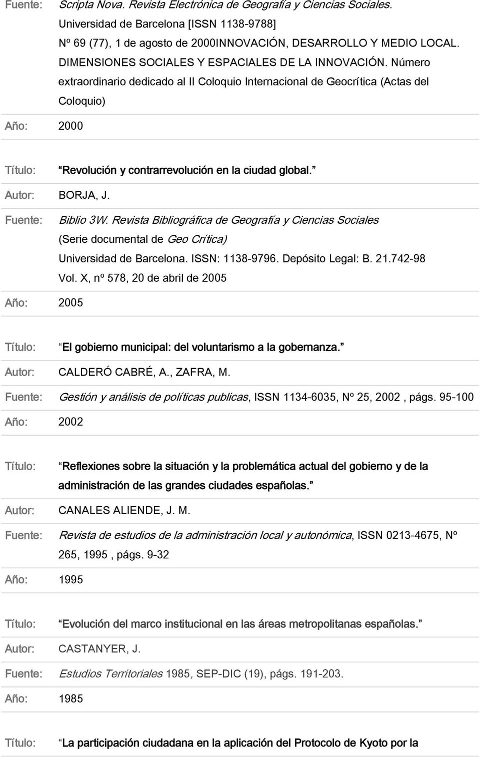 Revista Bibliográfica de Geografía y Ciencias Sociales (Serie documental de Geo Crítica) Universidad de Barcelona. ISSN: 1138-9796. Depósito Legal: B. 21.742-98 Vol.