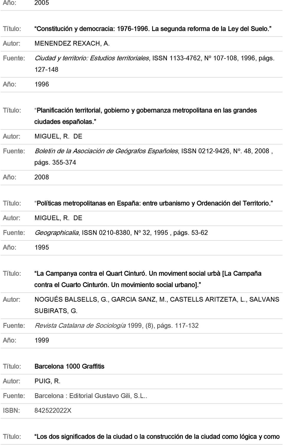 DE Boletín de la Asociación de Geógrafos Españoles, ISSN 0212-9426, Nº. 48, 2008, págs. 355-374 Año: 2008 Autor: Políticas metropolitanas en España: entre urbanismo y Ordenación del Territorio.
