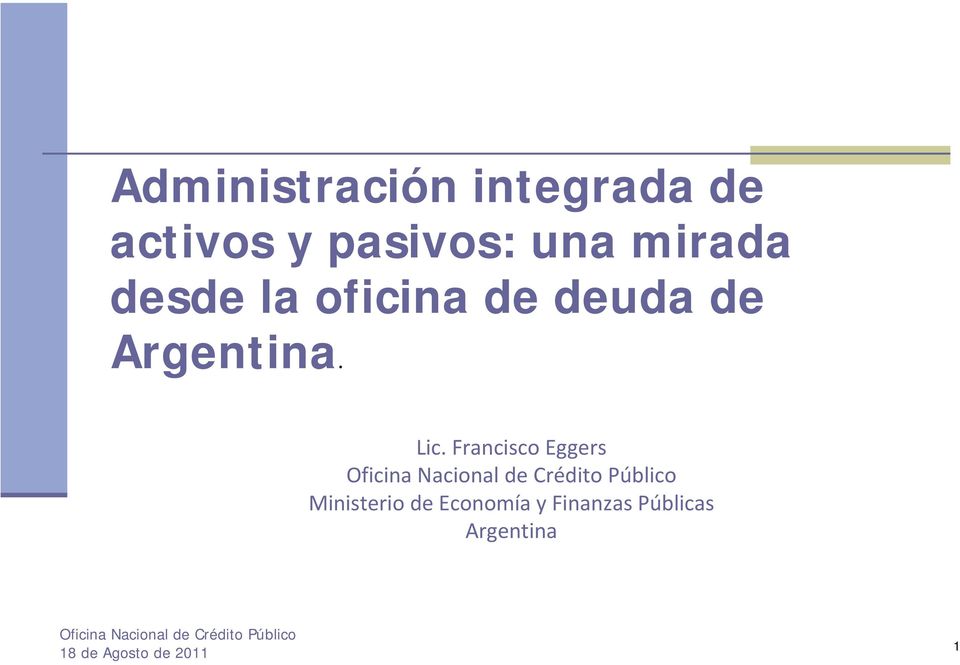 Francisco Eggers Oficina Nacional de Crédito Público Ministerio de