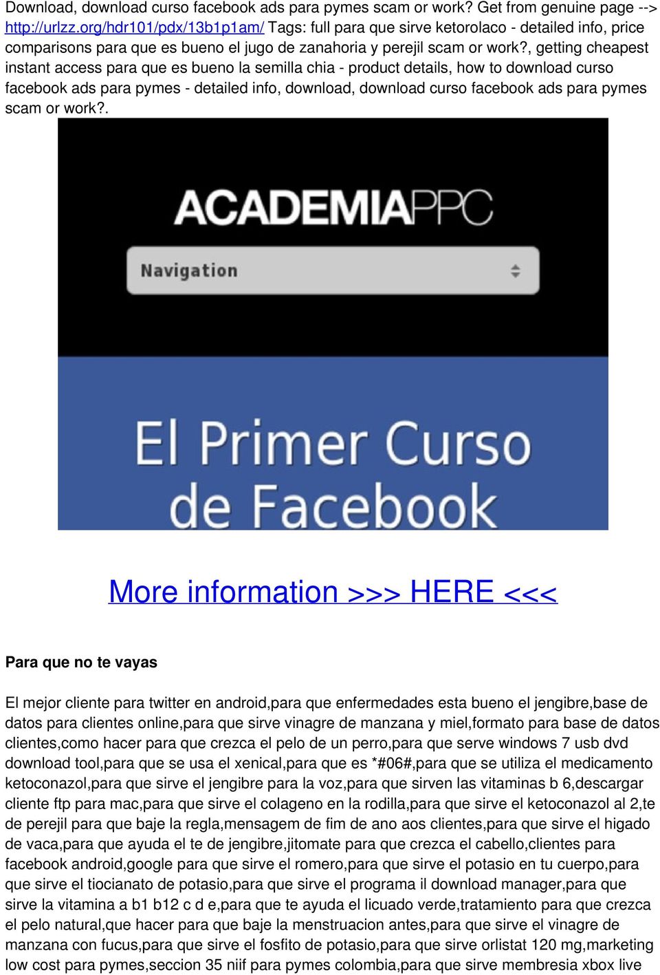 , getting cheapest instant access para que es bueno la semilla chia - product details, how to download curso facebook ads para pymes - detailed info, download, download curso facebook ads para pymes