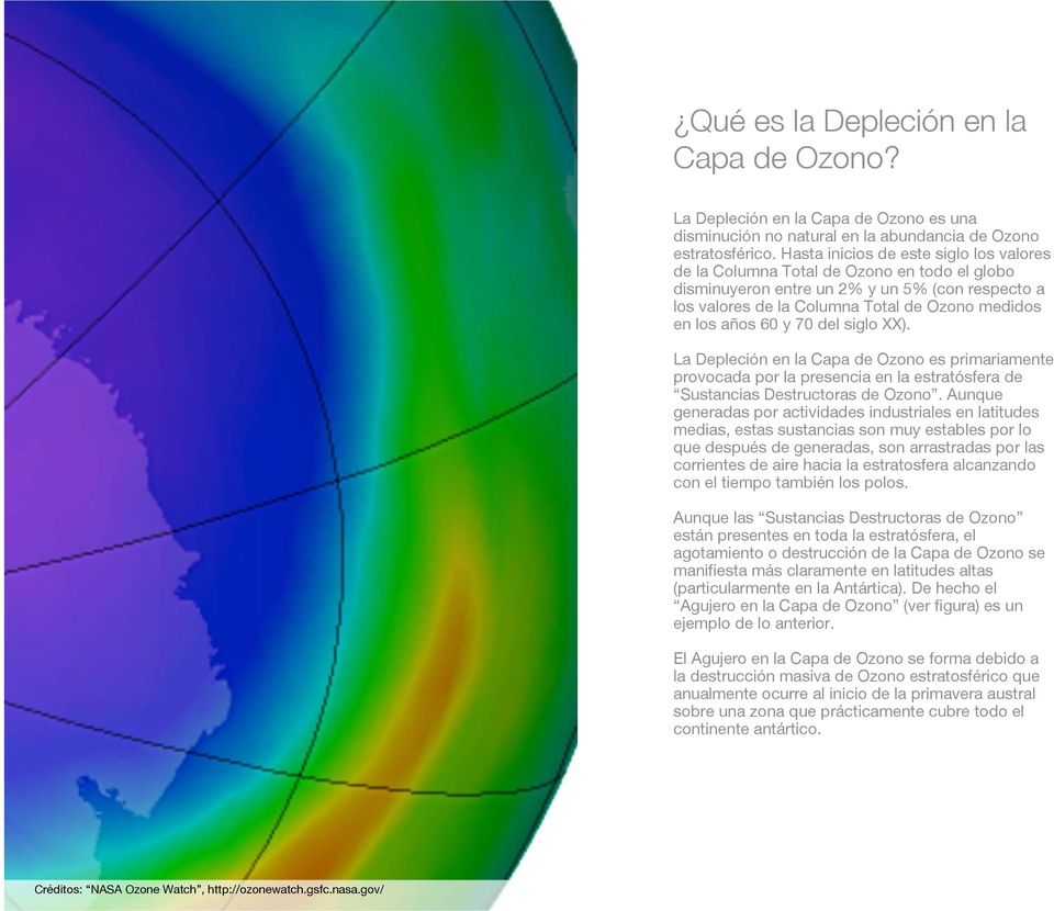 y 70 del siglo XX). La Depleción en la Capa de Ozono es primariamente provocada por la presencia en la estratósfera de Sustancias Destructoras de Ozono.