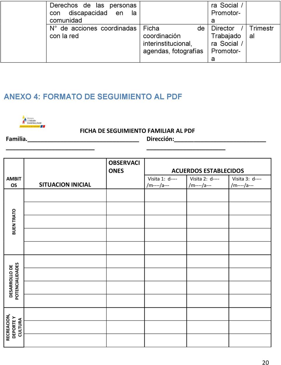 / Promotor Trimestr l ANEXO 4: FORMATO DE SEGUIMIENTO AL PDF FICHA DE SEGUIMIENTO FAMILIAR AL PDF Fmili.