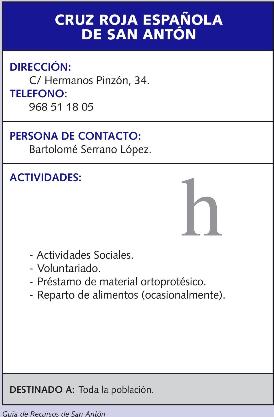 h - Actividades Sociales. - Voluntariado.
