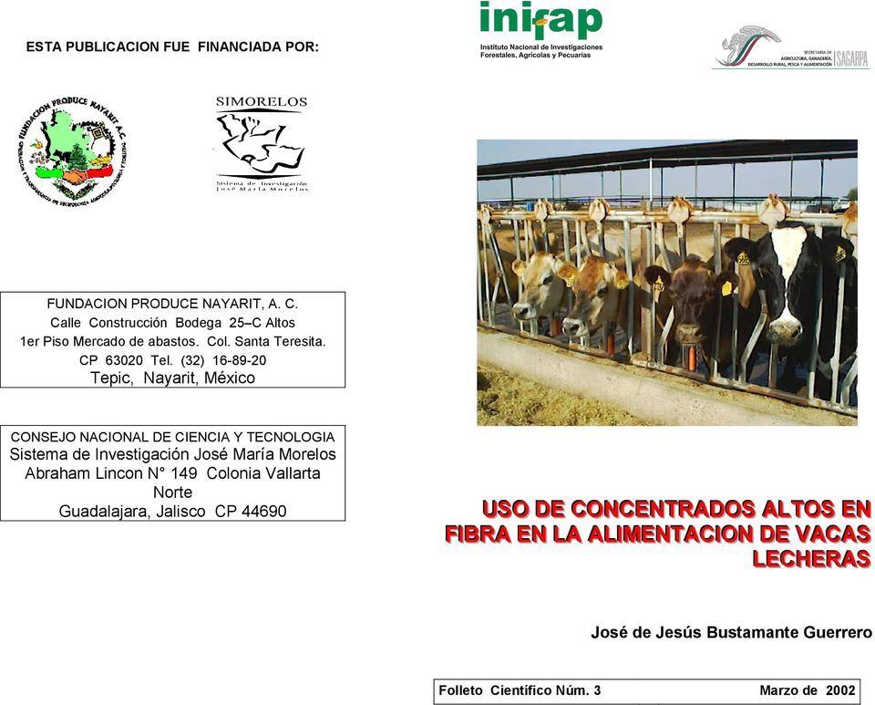 (32) 16-89-20 Tepic, Nayarit, México CONSEJO NACIONAL DE CIENCIA Y TECNOLOGIA Sistema de Investigación José María Morelos