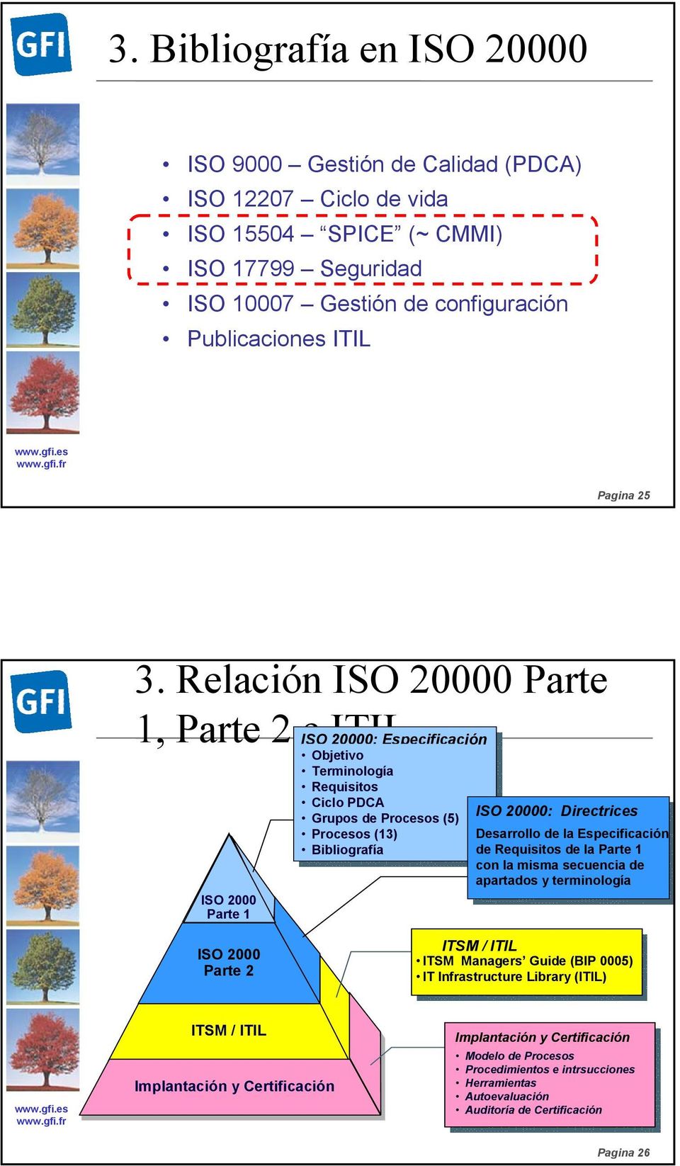 Directrices Desarrollo de la Especificación de Requisitos de la Parte 1 con la misma secuencia de apartados y terminología ISO 2000 Parte 2 ITSM / ITIL ITSM Managers Guide (BIP 0005) IT