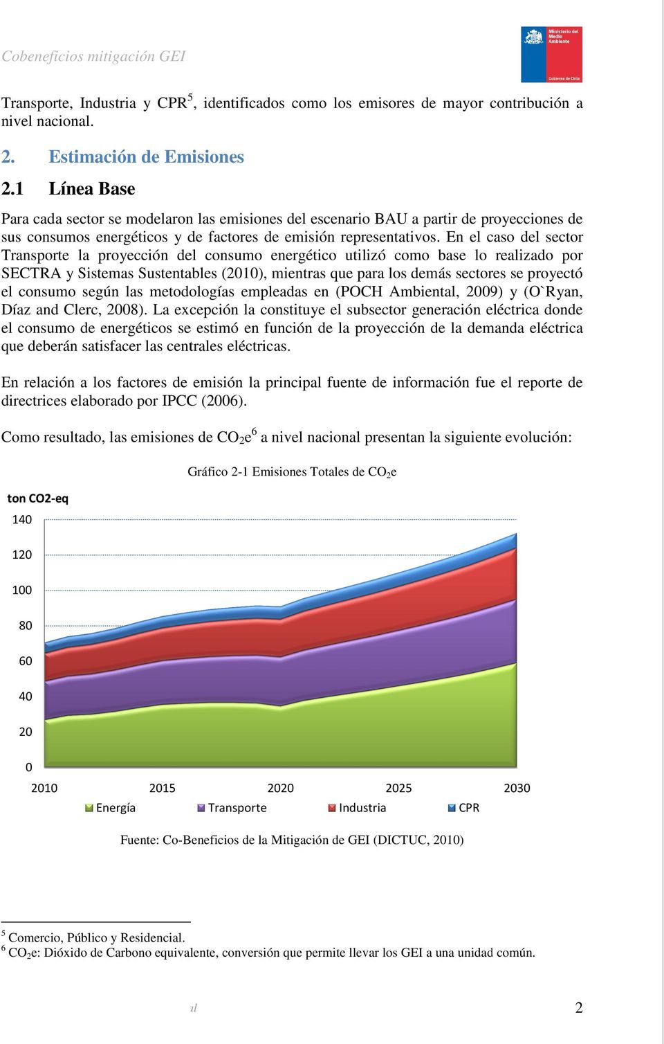 . En el caso del sector Transporte la proyección del consumo energético utilizó como base lo realizado por SECTRA y Sistemas Sustentables (2010), mientras que para los demás sectores se proyectó el
