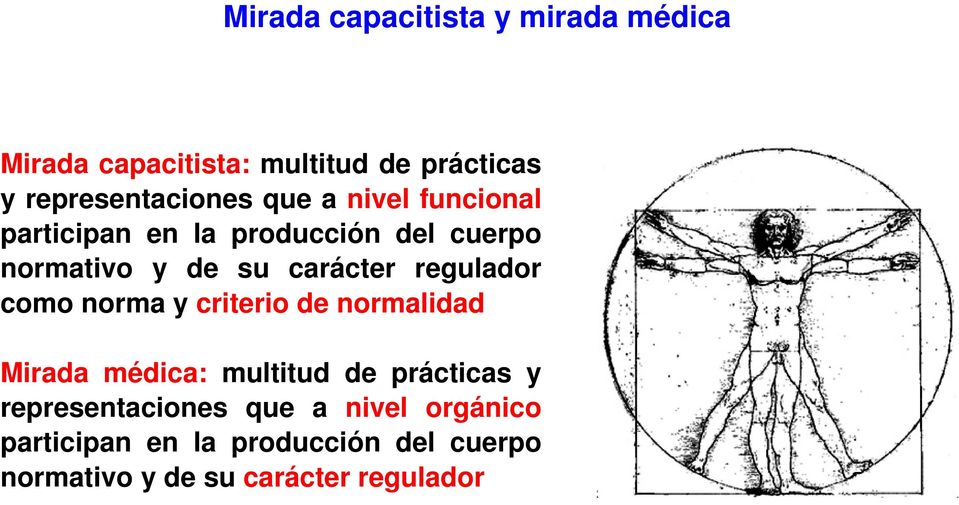 regulador como norma y criterio de normalidad Mirada médica: multitud de prácticas y