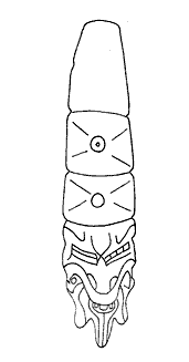Figura 11. Imagen incisa de núcleo de obsidiana Tumba C, La Venta, Tabasco, México. Museo Nacional de Antropología, Ciudad de México (altura 0.75 cm, ancho 1.2 cm). Figura 12.
