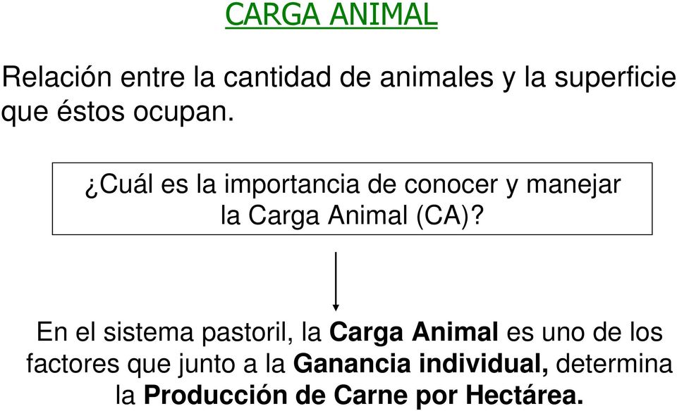 CARGA ANIMAL. Relación entre la cantidad de animales y la superficie que  éstos ocupan. - PDF Descargar libre
