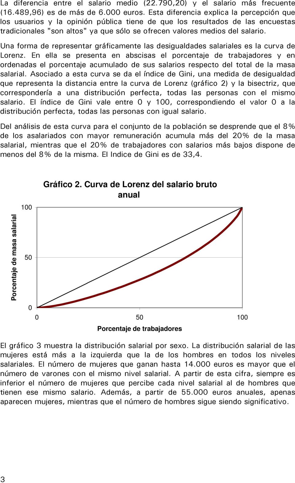 Una forma de representar gráficamente las desigualdades salariales es la curva de Lorenz.