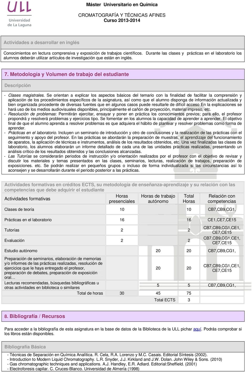 Metodología y Volumen de trabajo del estudiante Descripción - Clases magistrales.