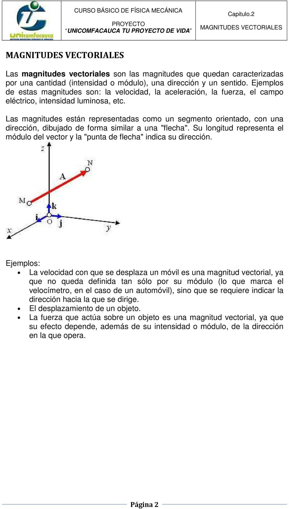 Las magnitudes están representadas como un segmento orientado, con una dirección, dibujado de forma similar a una "flecha".