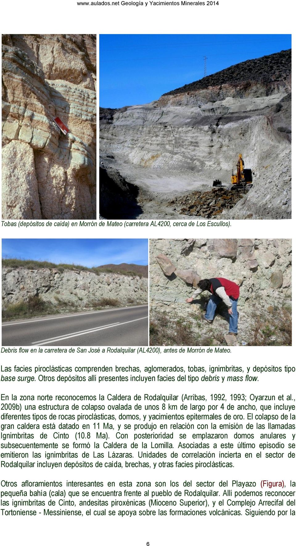 En la zona norte reconocemos la Caldera de Rodalquilar (Arribas, 1992, 1993; Oyarzun et al.