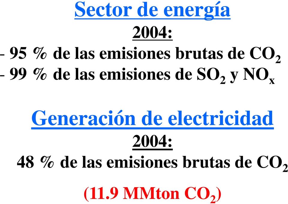 NO x Generación de electricidad 2004: 48 de