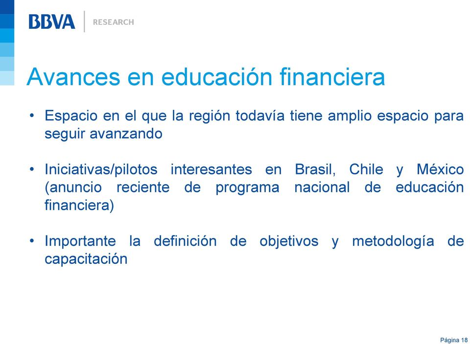 Brasil, Chile y México (anuncio reciente de programa nacional de educación