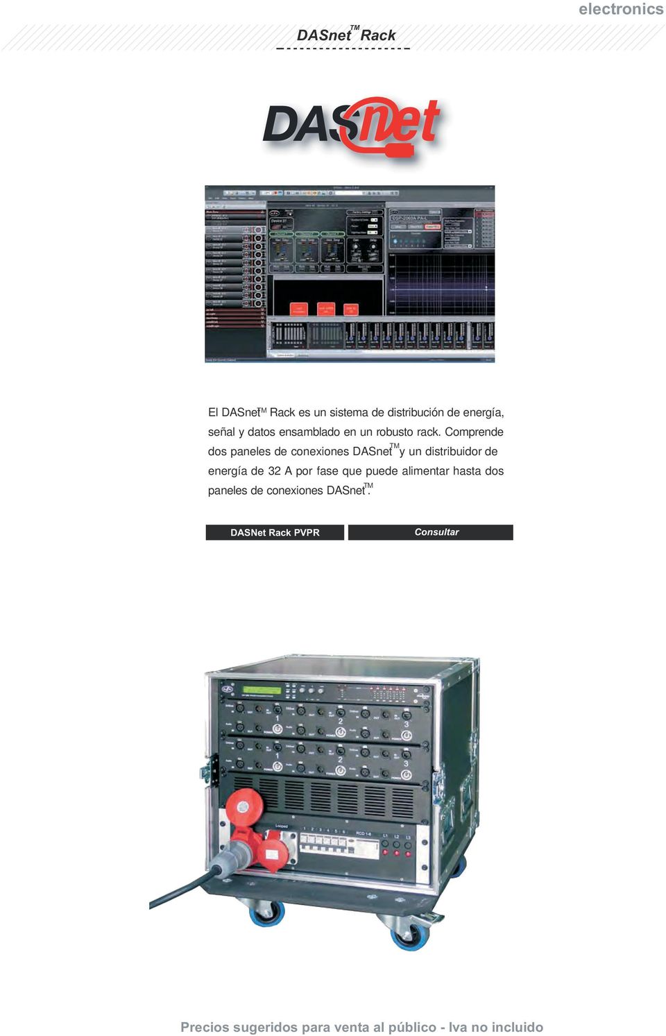 Comprende dos paneles de conexiones DASnet TM y un distribuidor de energía