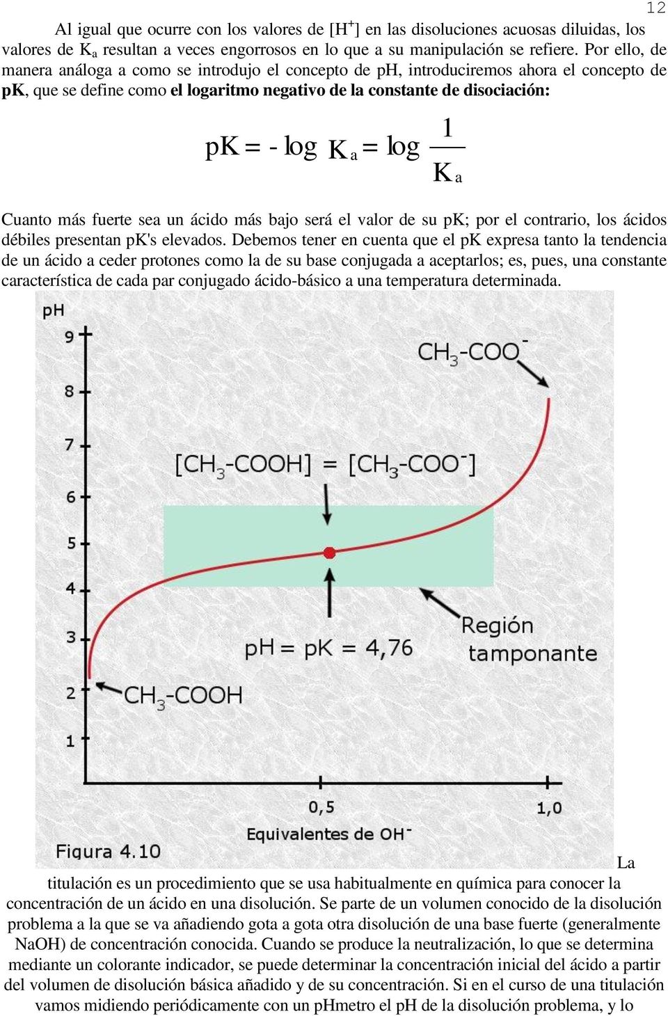 Cuanto más fuerte sea un ácido más bajo será el valor de su pk; por el contrario, los ácidos débiles presentan pk's elevados.