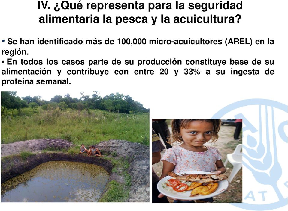 Se han identificado más de 100,000 micro-acuicultores (AREL) en la región.