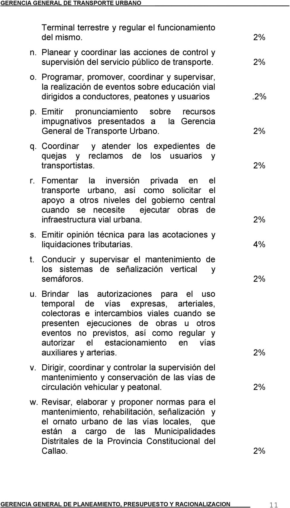 Emitir pronunciamiento sobre recursos impugnativos presentados a la Gerencia General de Transporte Urbano. 2% q.