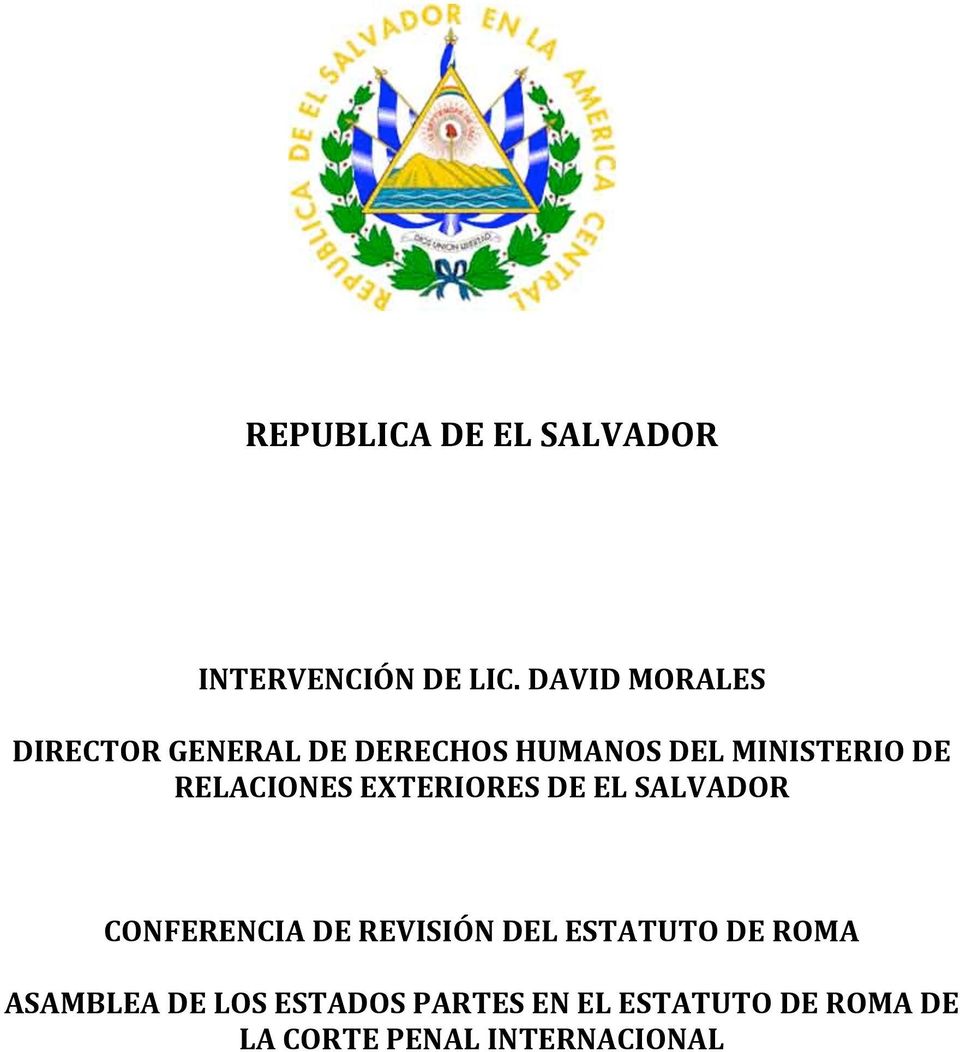 RELACIONES EXTERIORES DE EL SALVADOR CONFERENCIA DE REVISIÓN DEL