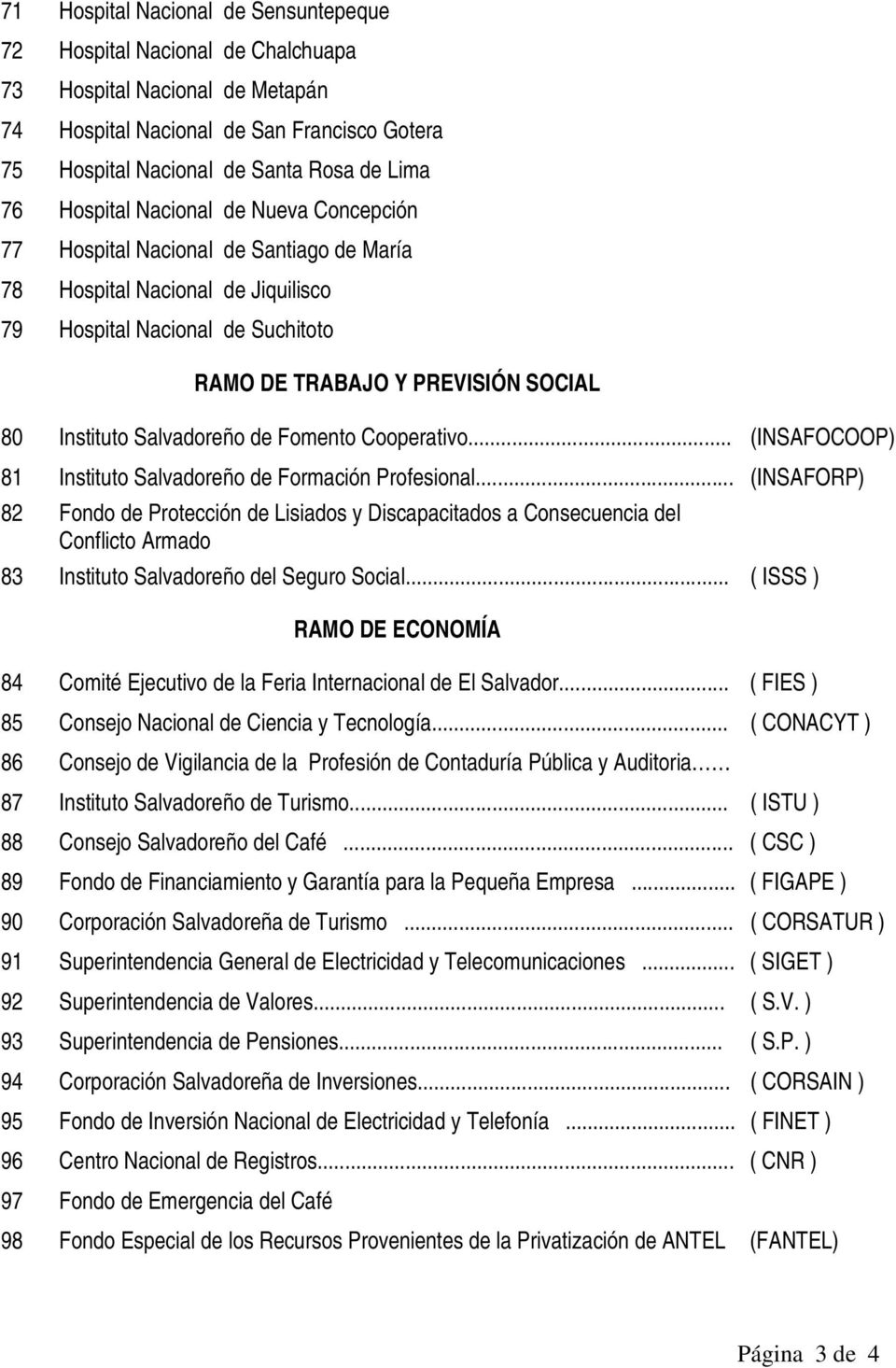 Salvadoreño de Fomento Cooperativo... (INSAFOCOOP) 81 Instituto Salvadoreño de Formación Profesional.