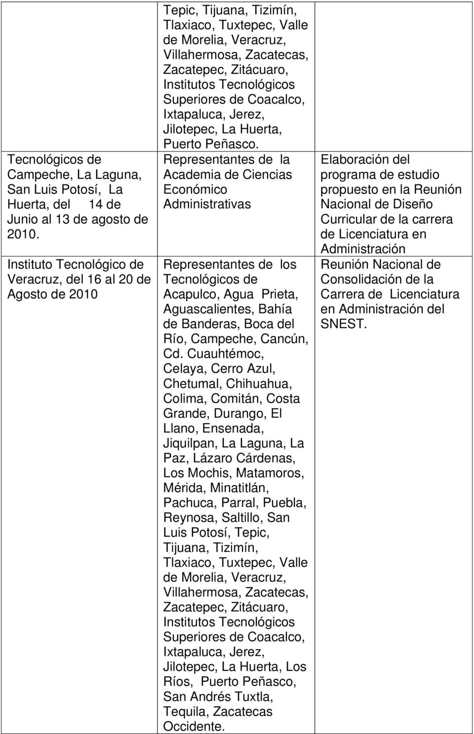 Tecnológicos Superiores de Coacalco, Ixtapaluca, Jerez, Jilotepec, La Huerta, Puerto Peñasco.