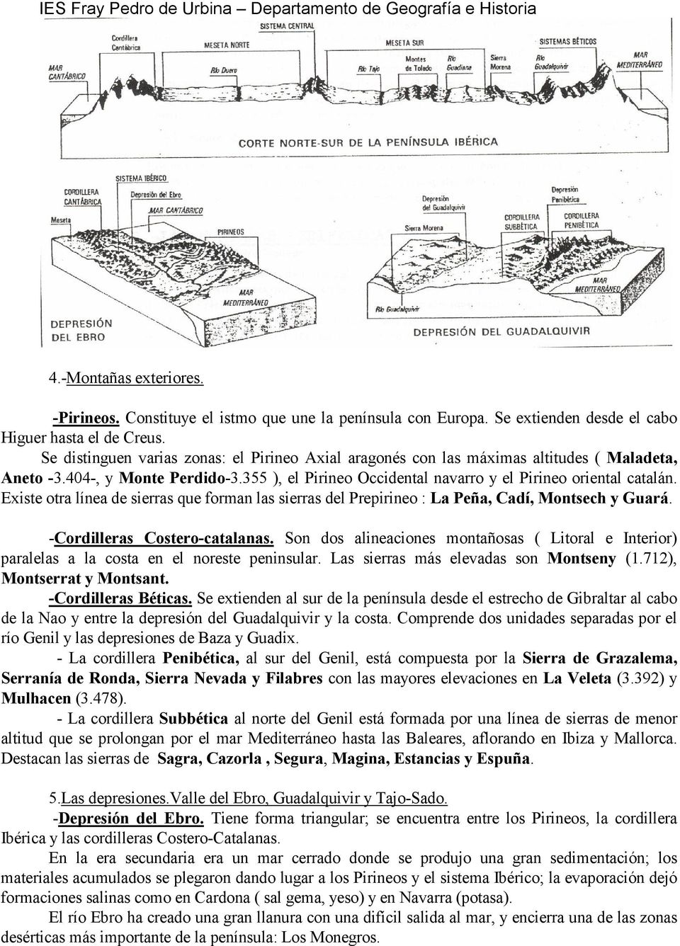Existe otra línea de sierras que forman las sierras del Prepirineo : La Peña, Cadí, Montsech y Guará. -Cordilleras Costero-catalanas.