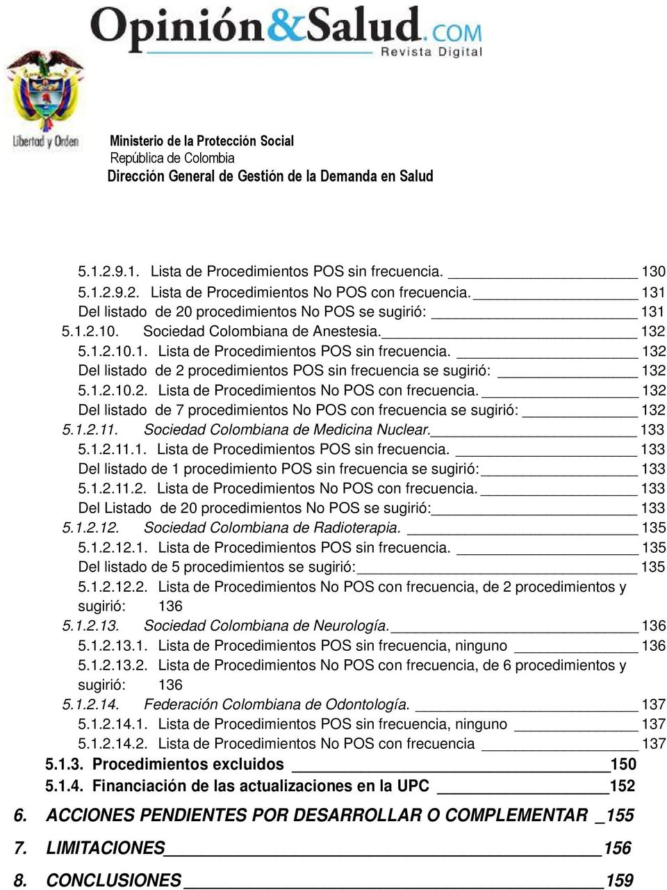 132 Del listado de 7 procedimientos No POS con frecuencia se sugirió: 132 5.1.2.11. Sociedad Colombiana de Medicina Nuclear. 133 5.1.2.11.1. Lista de Procedimientos POS sin frecuencia.