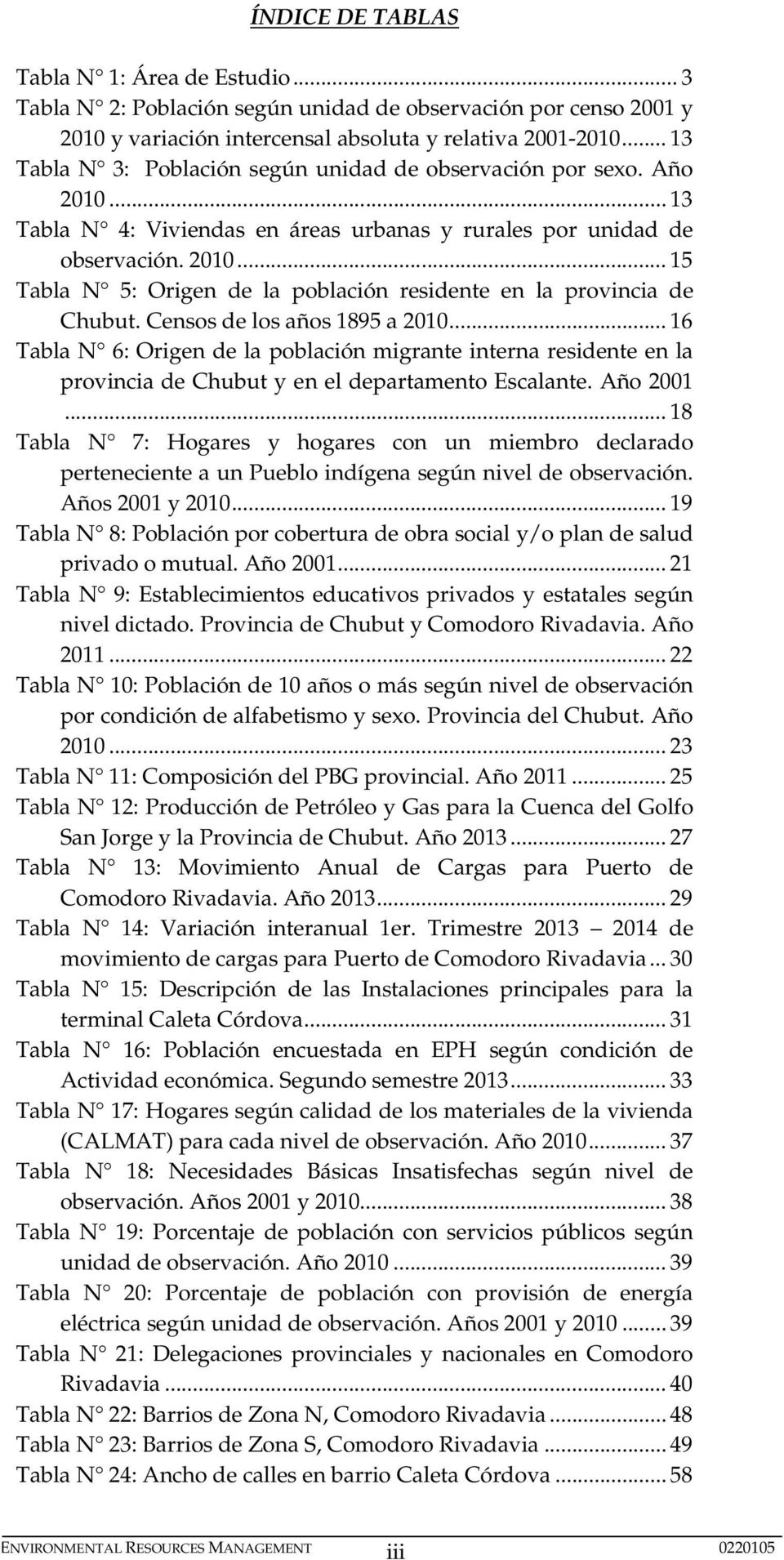 Censos de los años 1895 a 2010... 16 Tabla N 6: Origen de la población migrante interna residente en la provincia de Chubut y en el departamento Escalante. Año 2001.