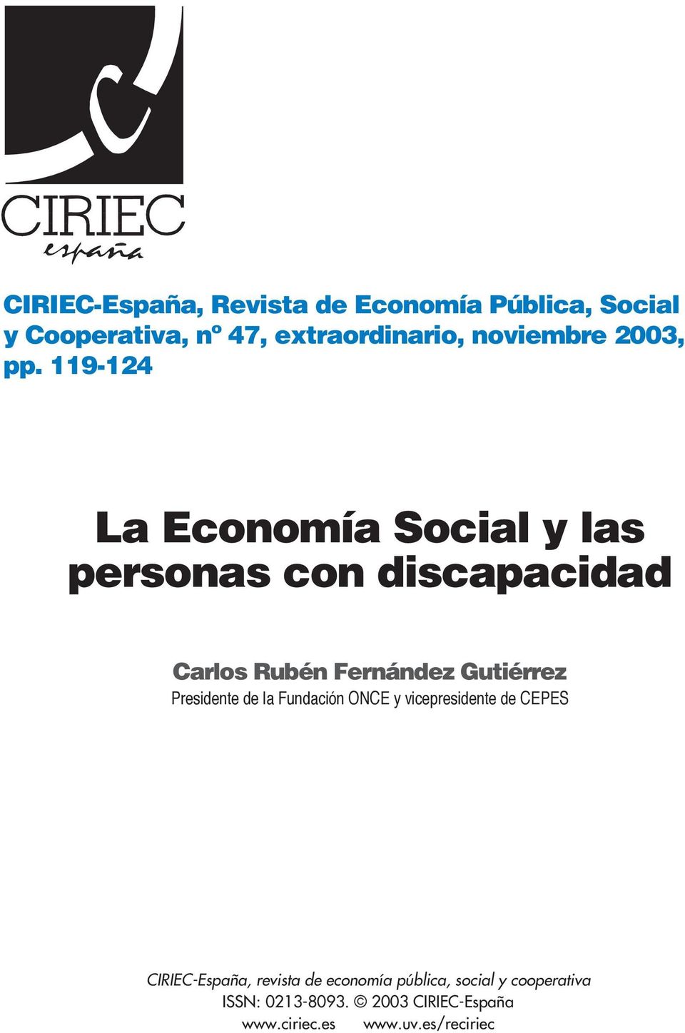 119-124 La Economía Social y las personas con discapacidad Carlos Rubén Fernández Gutiérrez
