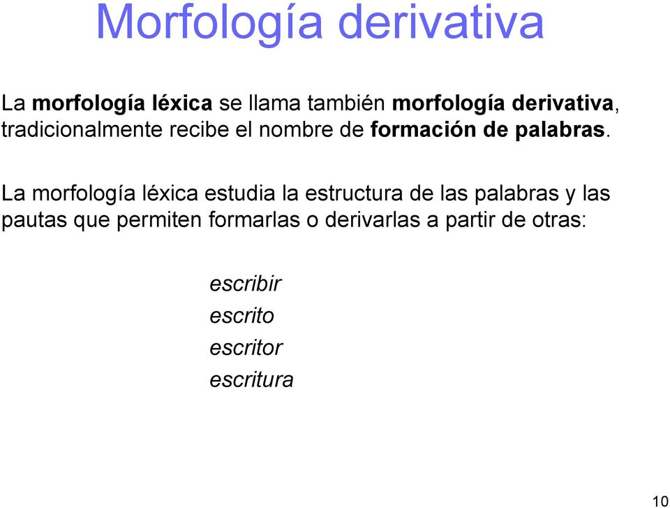 La morfología léxica estudia la estructura de las palabras y las pautas que