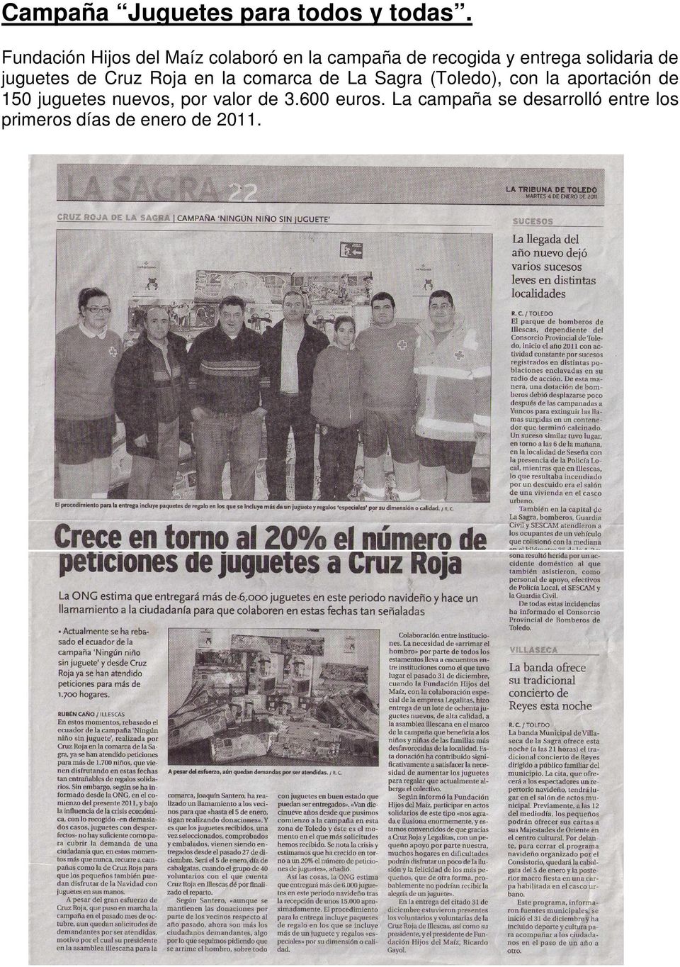 solidaria juguetes Cruz Roja en la comarca La Sagra (Toledo), con la