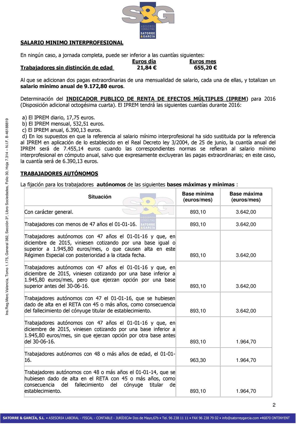 Determinación del INDICADOR PUBLICO DE RENTA DE EFECTOS MÚLTIPLES (IPREM) para 2016 (Disposición adicional octogésima cuarta).