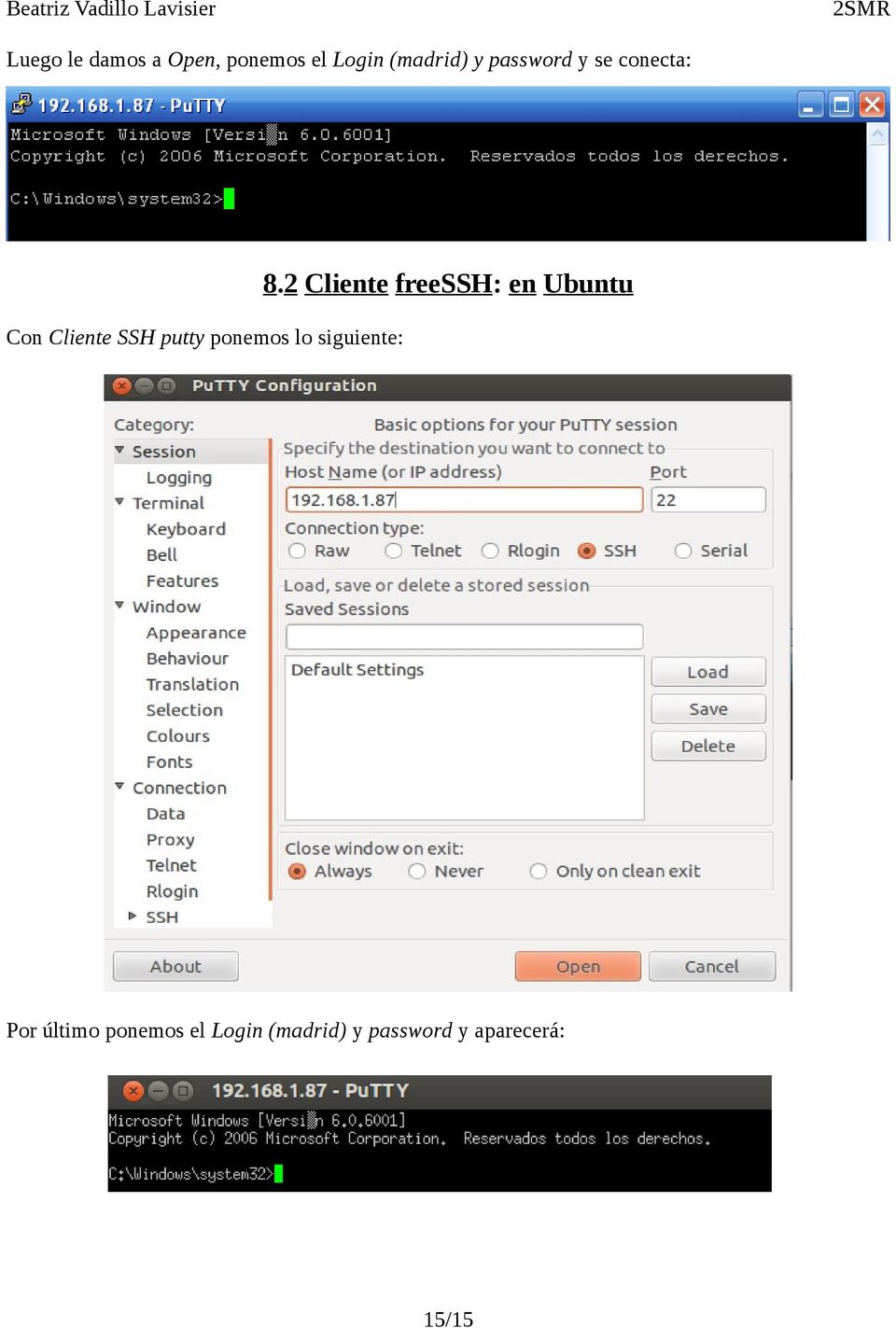 2 Cliente freessh: en Ubuntu Con Cliente SSH putty