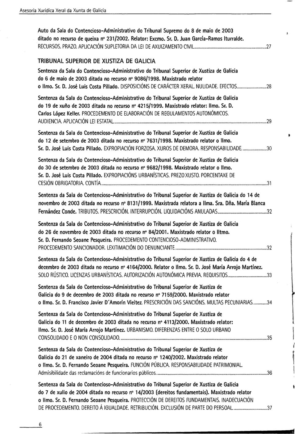 APLICACIÓN SUPLETORIA DA LEÍ DE AXUIZAMENTO CIVIL 27 TRIBUNAL SUPERIOR DE XUSTIZA DE GALICIA Sentenza da Sala do Contencioso-Administrativo do Tribunal Superior de Xustiza de Galicia do 6 de maio de