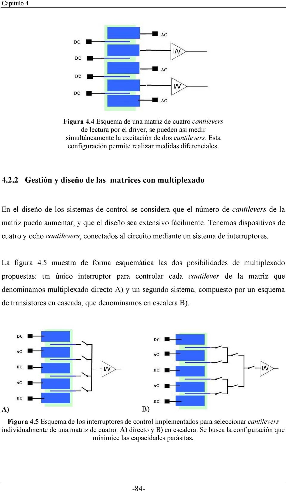 2 Gestión y diseño de las matrices con multiplexado En el diseño de los sistemas de control se considera que el número de cantilevers de la matriz pueda aumentar, y que el diseño sea extensivo