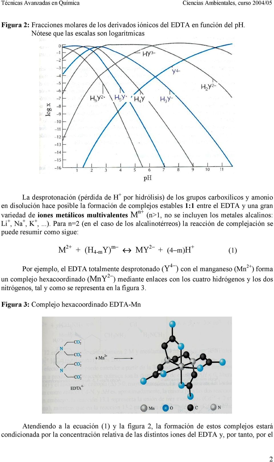 el EDTA y una gran variedad de iones metálicos multivalentes M n+ (n>1, no se incluyen los metales alcalinos: Li +, Na +, K +,...).