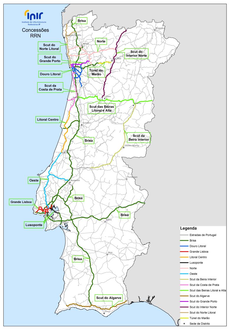ii. Red Nacional de Autopistas Desde 2007, Portugal ha adoptado un nuevo modelo financiero, entre el Estado y el Sector Privado, con la concesión de contratos de PPP para lo diseño,