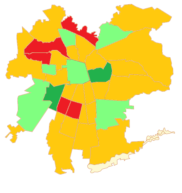 Mapa N 1: Distribución de población que conoce la farmacia de turno/emergencia a la que acudiría en caso necesario (referencial). Área de Santriago Urbano.