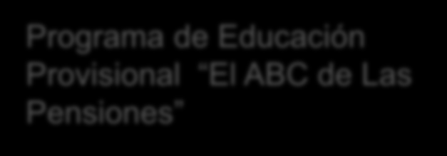 HECHOS DESTACADOS DEL PERIODO Programa de Educación Provisional El ABC de Las Pensiones.